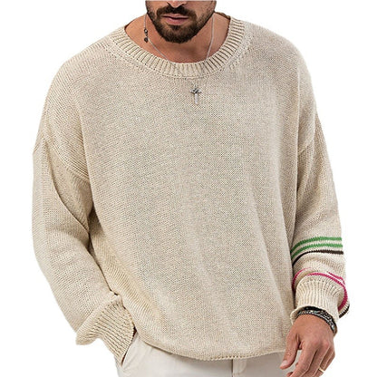 Men's Lightweight Round Neck Pullover Sweater - Long Sleeve, Loose Fit - ForVanity men's clothing, men's sweaters Men’s Sweaters