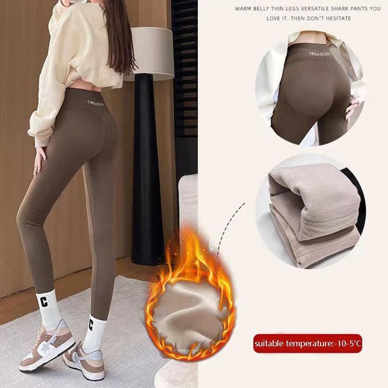 Fleece Thickened Leggings Winter -20 To 5 Shark Pants For Women High Waist Tight Skinny Tummy Control Buttocks Slimming Yoga Pants - ForVanity pants