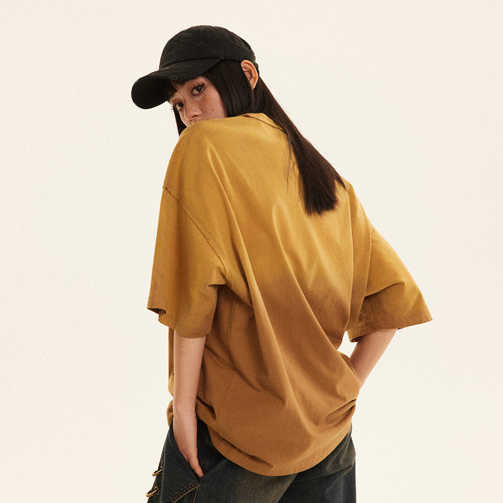 Women's Gradient Color Oversized Tee - Casual Cool with a Unique Twist