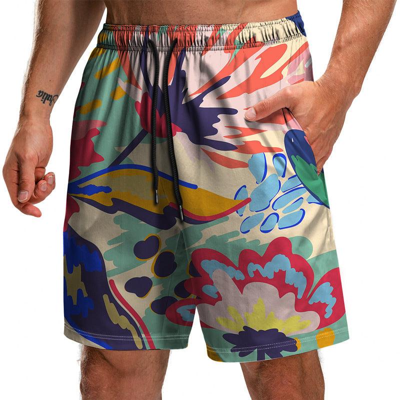 Men's Summer Leaf Series 3D Printed Casual Beach Shorts - ForVanity Beachwear, men's clothing, men's shorts, shorts, Summer Men's Shorts