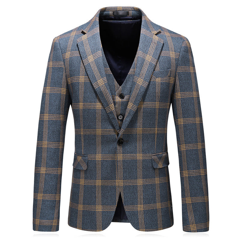 Men's Checkered Business & Wedding Suit Set