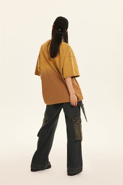 Women's Gradient Color Oversized Tee - Casual Cool with a Unique Twist