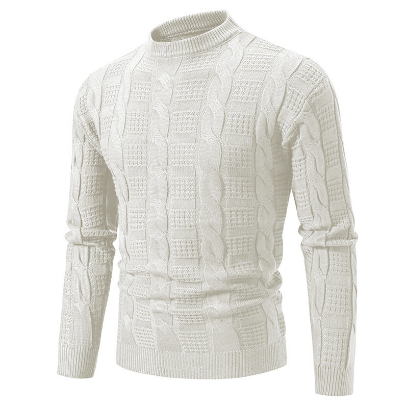 Men's Round Neck Twisted Pullover Knitwear - Korean Style