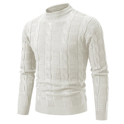 Men's Round Neck Twisted Pullover Knitwear - Korean Style