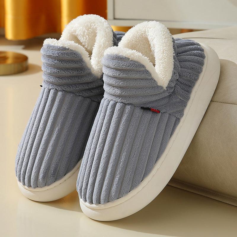 Full Heel Wrap Cotton Shoes Fleece Lined Platform - ForVanity SLIPPERS