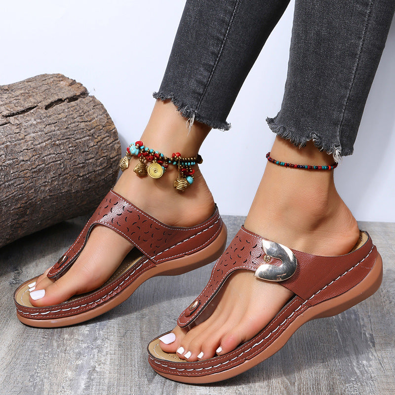 Hollow Out Roman Style Sandals for Women - Casual Comfort