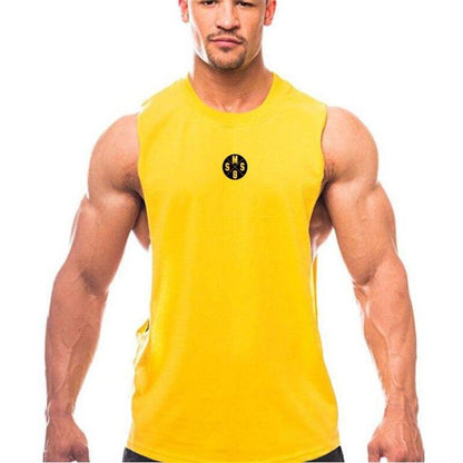 Men's Sleeveless Fitness Vest with Side Slits - Loose Fit
