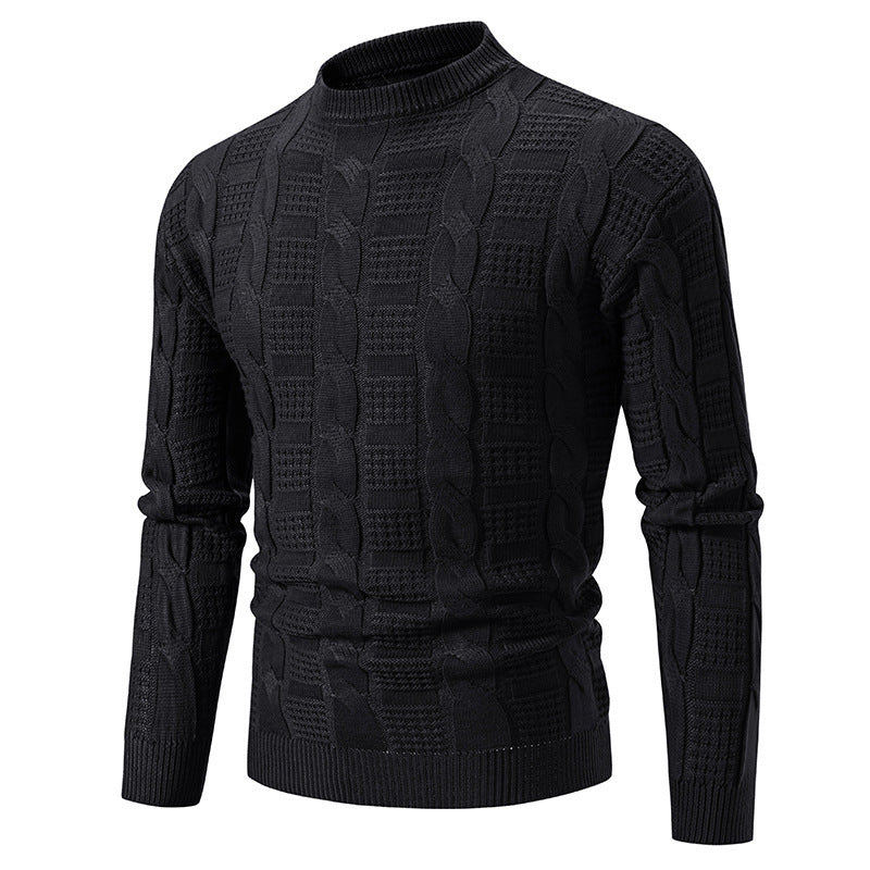 Men's Round Neck Twisted Pullover Knitwear - Korean Style