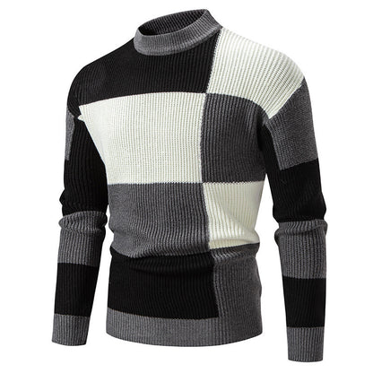 Men's Half Turtleneck Color Matching Sweater - Casual Pullover - ForVanity men's clothing, men's sweaters Men’s Sweaters