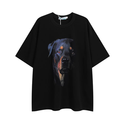 Men’s Printed Dog T-Shirt – Casual Cotton, Loose Fit