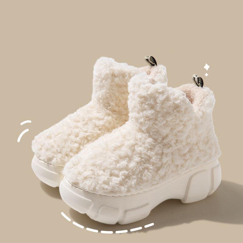 Winter Cashmere Snown Boots With 6cm Platform Warm Plus Velvet High-top Fleece Cotton Shoes Women Outdoor Indoor House Plush Shoes - ForVanity Boots