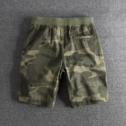 Men's Casual Camouflage Stretch Waist Long Shorts in Cotton