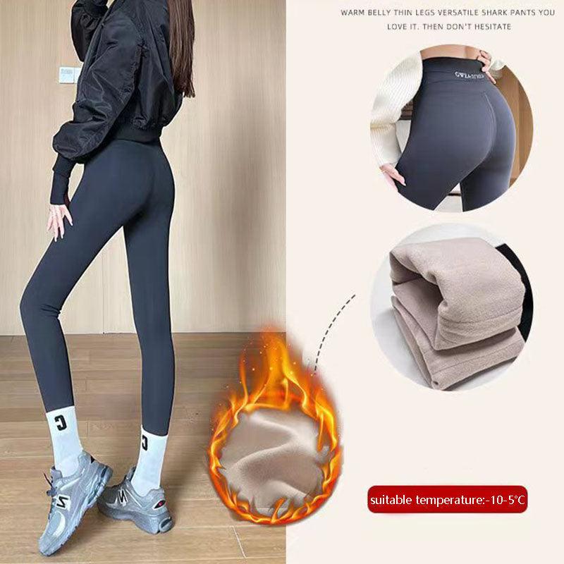 Fleece Thickened Leggings Winter -20 To 5 Shark Pants For Women High Waist Tight Skinny Tummy Control Buttocks Slimming Yoga Pants - ForVanity pants