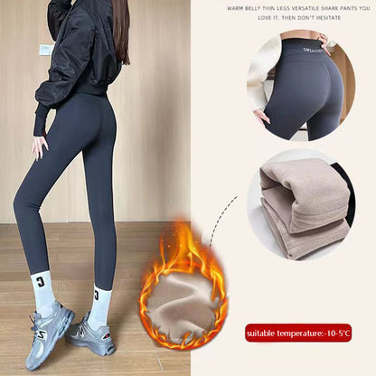 Fleece Thickened Leggings Winter -20 To 5 Shark Pants For Women High Waist Tight Skinny Tummy Control Buttocks Slimming Yoga Pants