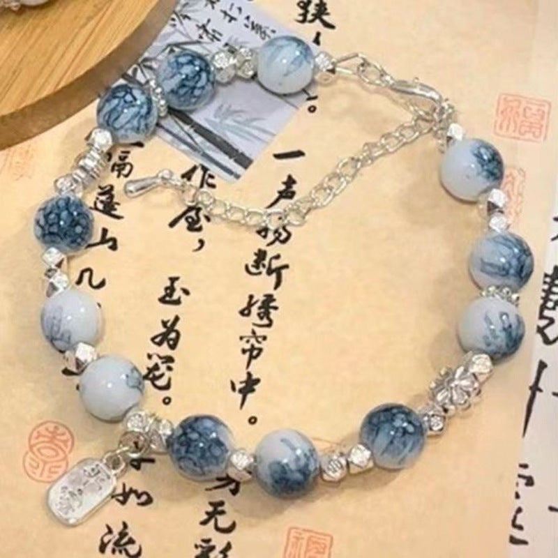 Blue and White Porcelain Butterfly Bracelet