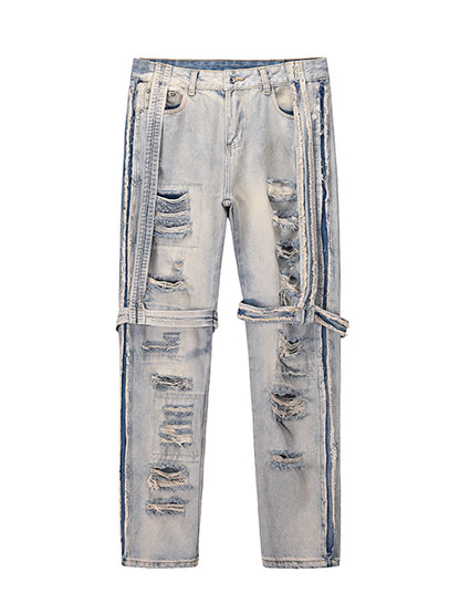 High Street Washed and Worn Out Fit Straight-Leg Jeans