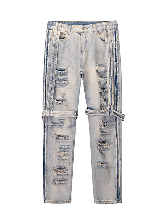 High Street Washed and Worn Out Fit Straight-Leg Jeans