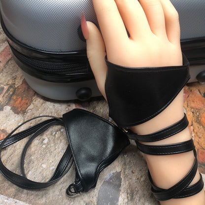 Lace-up Punk Leather Fingerless Gloves for Women