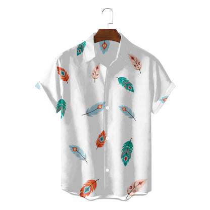 Men's Cartoon Pattern Beach Vacation Cardigan - Slim Fit Leisure Shirt