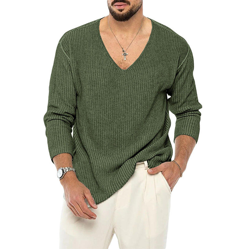 Men's V-Neck Solid Color Sweater - Youth