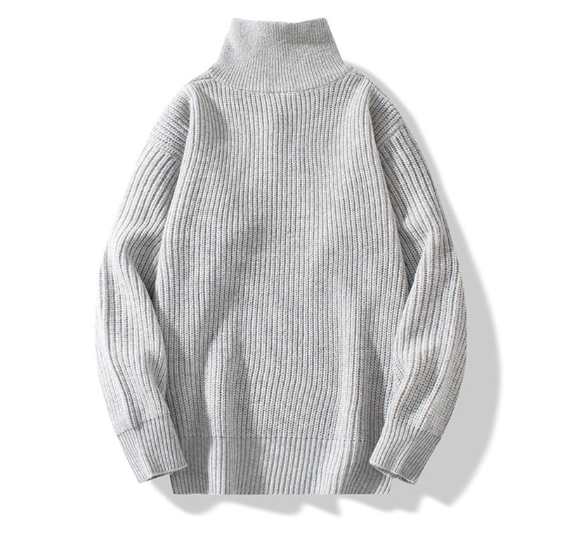 Men's Vertical Stripe Half Cardigan Pullover Sweater