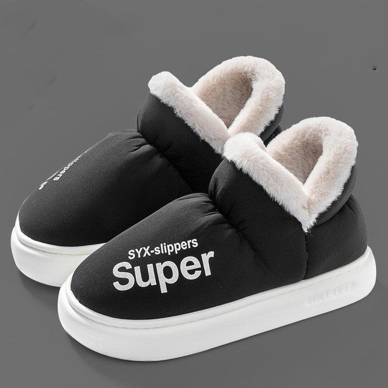 New Covered Heel Down Cotton Slippers For Women Winter Warm Thick-soled Platform Slippers Indoor And Outdoor Garden Walking Shoes - ForVanity SLIPPERS