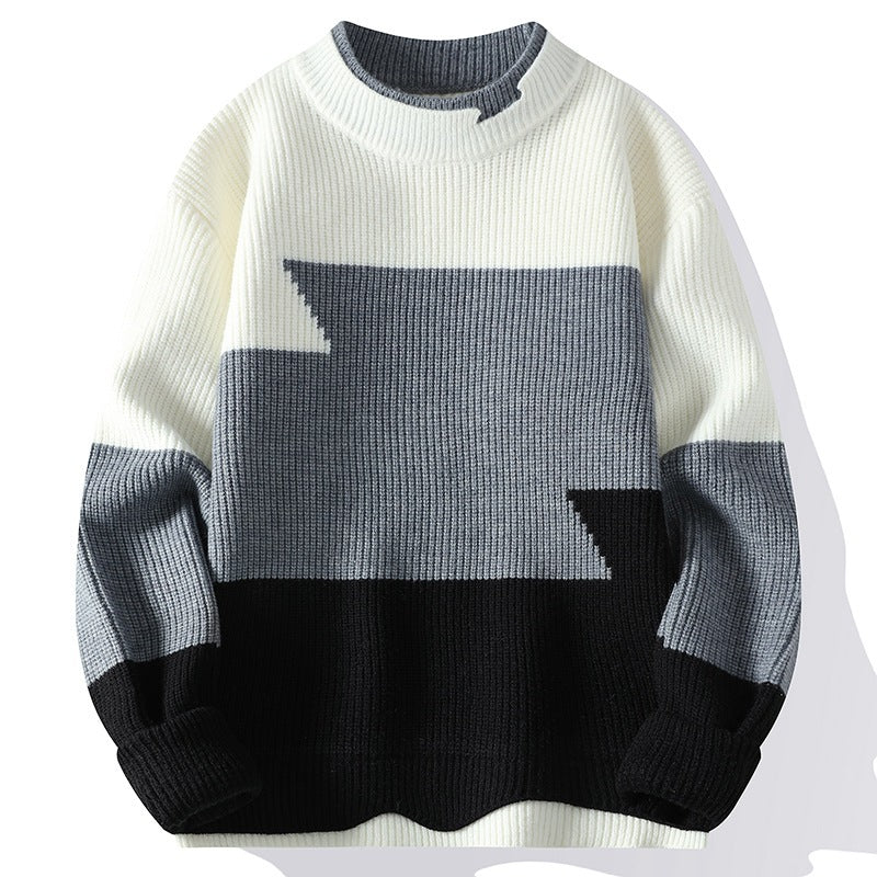 Round Neck Loose Fit Fashion Sweater - Hong Kong Style, Men's Pullover