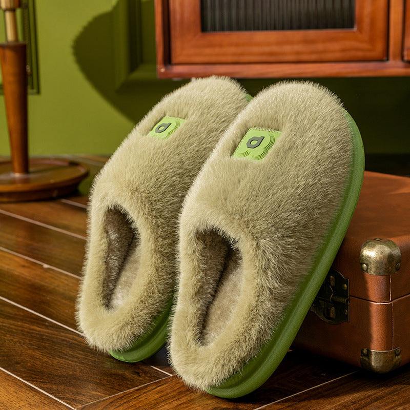 Soft Furry Plush Slippers Winter Indoor Non-slip Floor Slippers Women's Thickened Solid Warm Home Cotton Shoe - ForVanity SLIPPERS