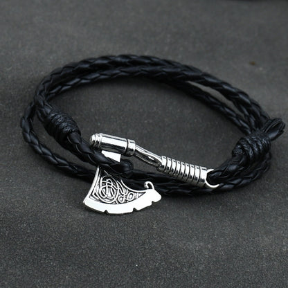 Men's Viking Anchor Leather Bracelet with Gold or Silver Chain - ForVanity men's jewellery & watches Bracelets