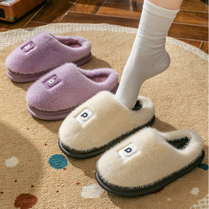 Soft Furry Plush Slippers Winter Indoor Non-slip Floor Slippers Women's Thickened Solid Warm Home Cotton Shoe - ForVanity SLIPPERS