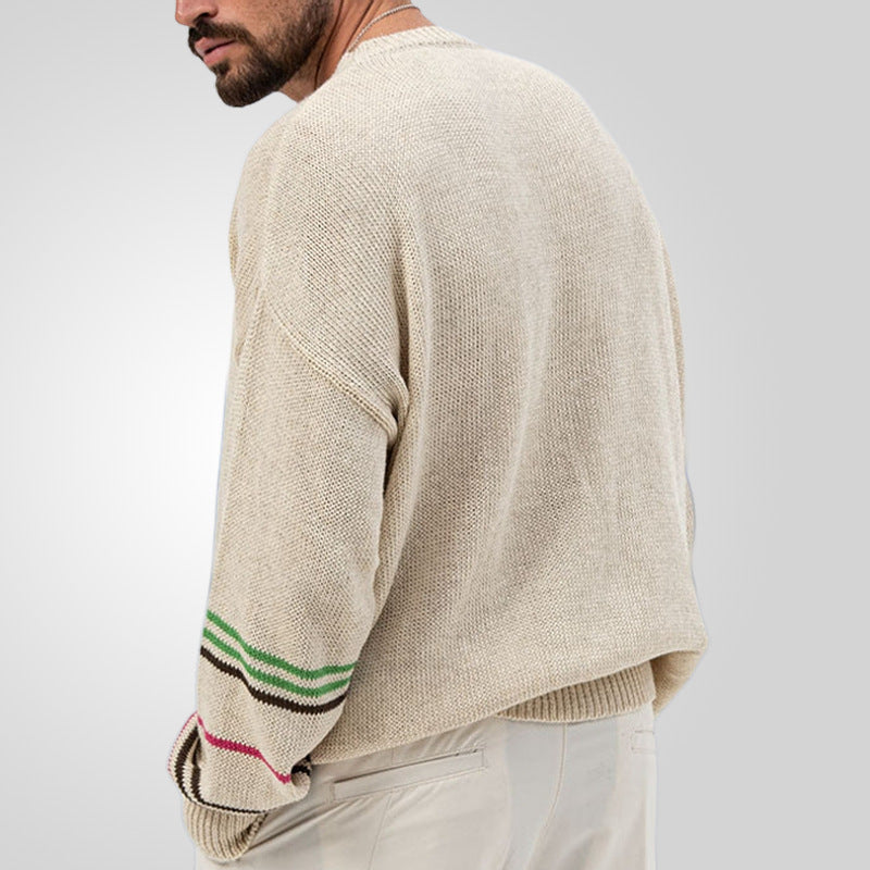 Men's Lightweight Round Neck Pullover Sweater - Long Sleeve, Loose Fit