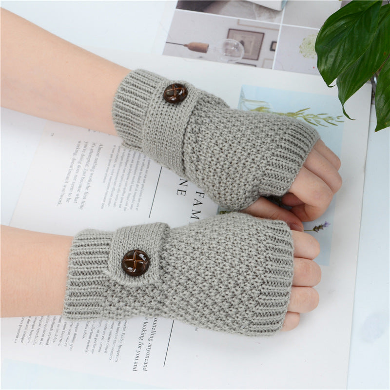 Women's Half Fingerless Acrylic Gloves - Cozy Warmth