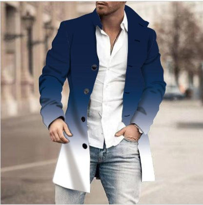 Men's Woolen Stand Collar Mid-length Casual Coat - ForVanity Men’s Jackets & Coats