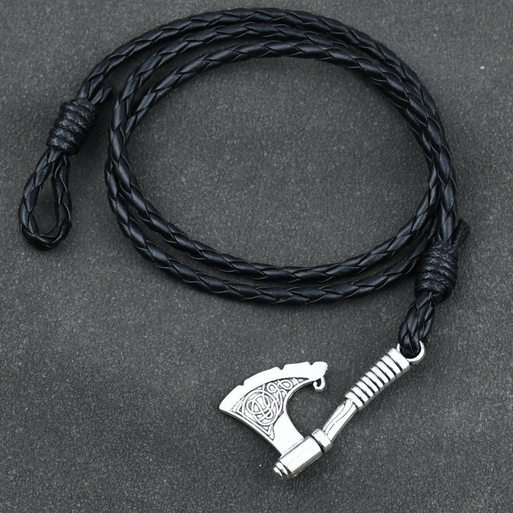 Men's Viking Anchor Leather Bracelet with Gold or Silver Chain - ForVanity men's jewellery & watches Bracelets