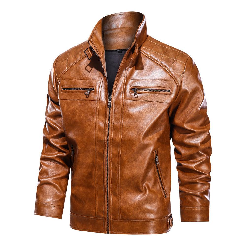 Simple Fashion European Size Autumn Leather Jacket - ForVanity Men’s Jackets & Coats