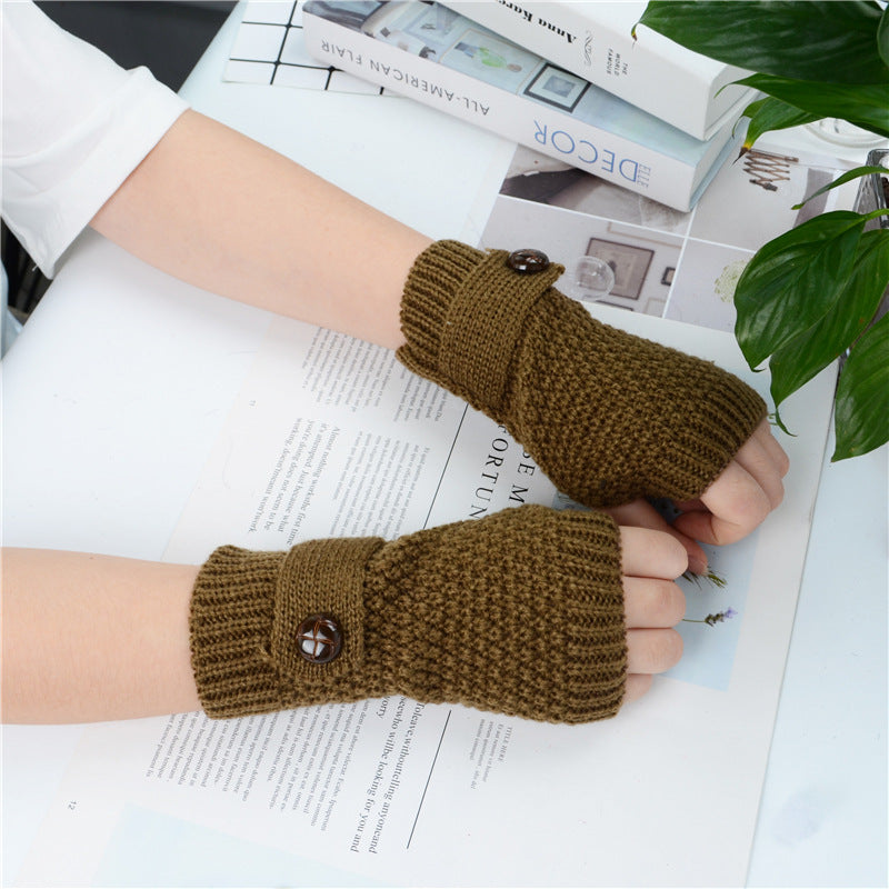 Women's Half Fingerless Acrylic Gloves - Cozy Warmth
