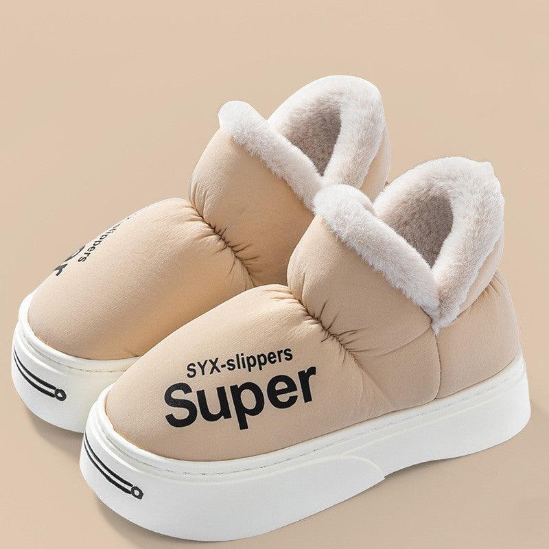 New Covered Heel Down Cotton Slippers For Women Winter Warm Thick-soled Platform Slippers Indoor And Outdoor Garden Walking Shoes - ForVanity SLIPPERS