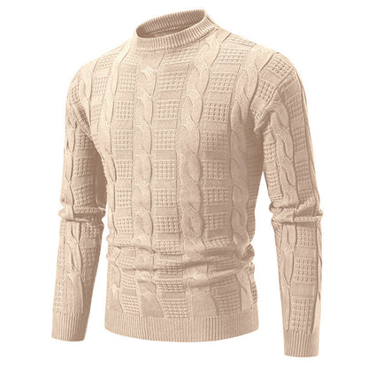 Men's Round Neck Twisted Pullover Knitwear - Korean Style