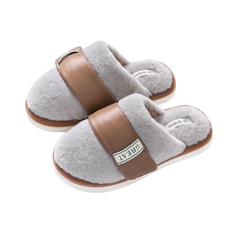 Hook Furry Slippers For Women Autumn And Winter Indoor Home Slipper Plus Velvet Warm Couple Bedroom Cotton Shoes - ForVanity SLIPPERS