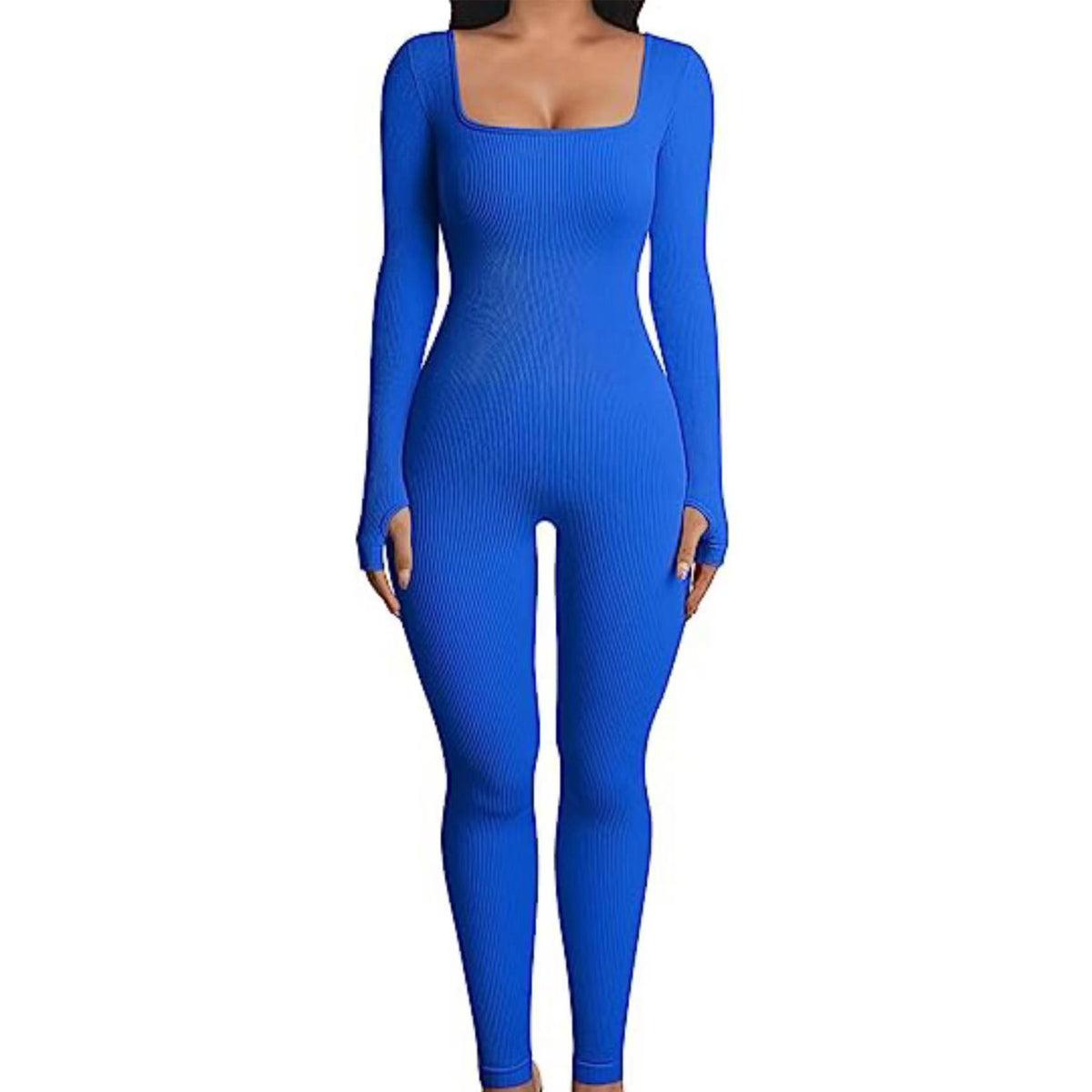 Fall Winter Hot-selling Women's Clothing Long Sleeve Jumpsuit Yoga Sexy One-piece Square Collar Sportwear - ForVanity jumpsuit