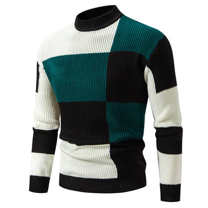 Men's Half Turtleneck Color Matching Sweater - Casual Pullover - ForVanity men's clothing, men's sweaters Men’s Sweaters