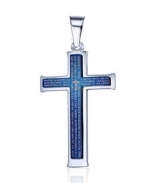 Stainless Steel Double Cross Pendant Necklace