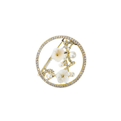 Hollow Flower Plant Brooch with Pearls and Rhinestones - ForVanity pins & brooches, women's jewellery & watches Brooches