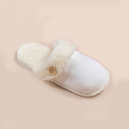 New Detachable House Slippers Winter Warm Waterproof Removable Fluffy Slippers With Button Design Non-slip Plush Shoes For Women Men