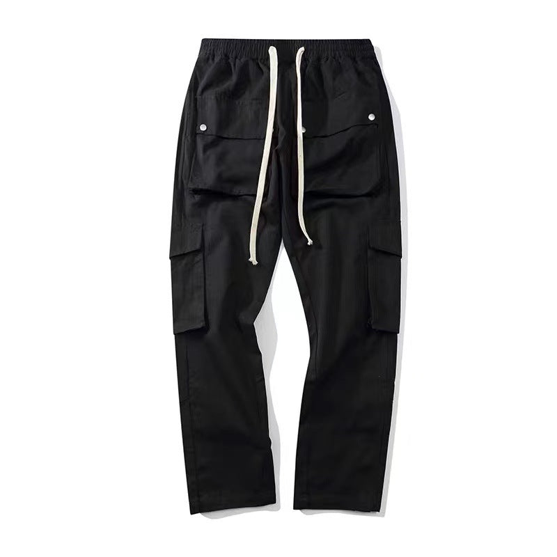 Men's Fashionable Simple Buttoned Multi-Pocket Straight Work Pants