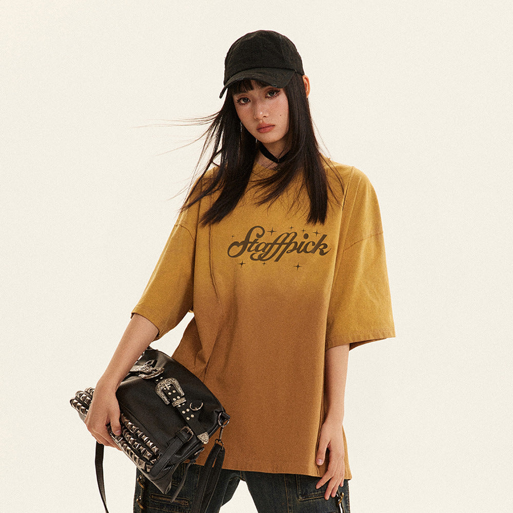 Women's Gradient Color Oversized Tee - Casual Cool with a Unique Twist