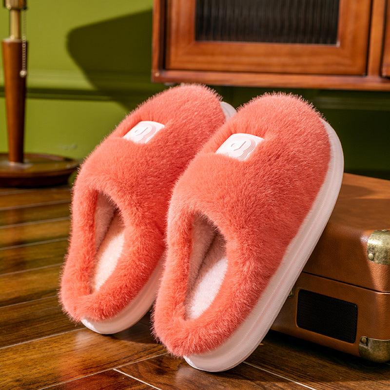 Soft Furry Plush Slippers Winter Indoor Non-slip Floor Slippers Women's Thickened Solid Warm Home Cotton Shoe - ForVanity SLIPPERS