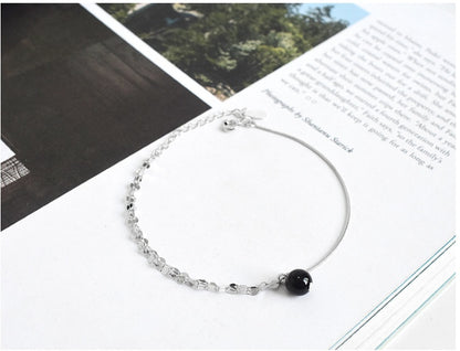 Black Agate & Sterling Silver U-Shape Bracelet - ForVanity women's jewellery & watches Bracelets