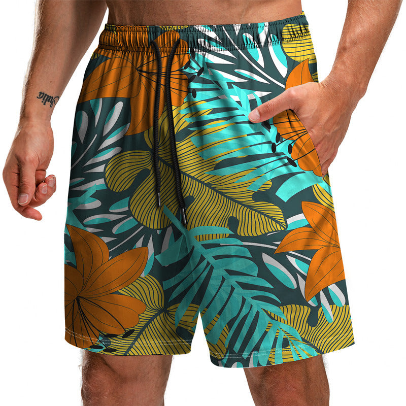 Men's Summer Leaf Series 3D Printed Casual Beach Shorts
