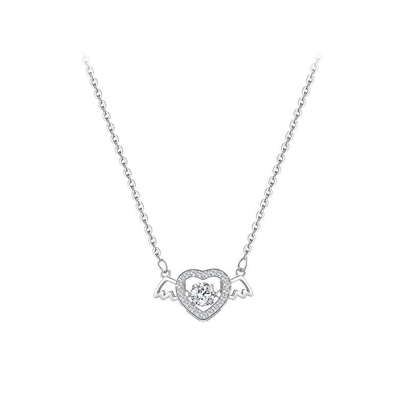 925 Sterling Silver Angel Heart Necklace with Cross Chain - ForVanity women's jewellery & watches Silver Necklace